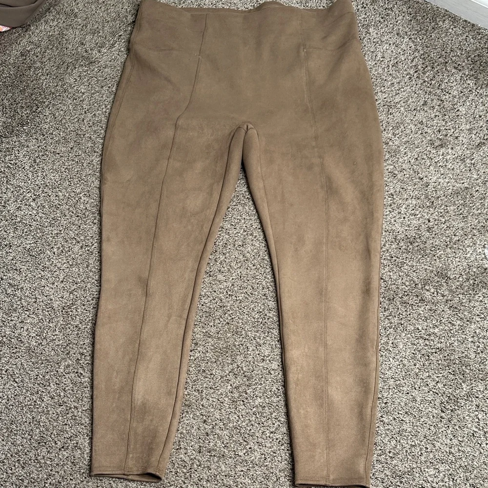 Spanx faux suede pull on Tan High-Waisted Leggings size 3x